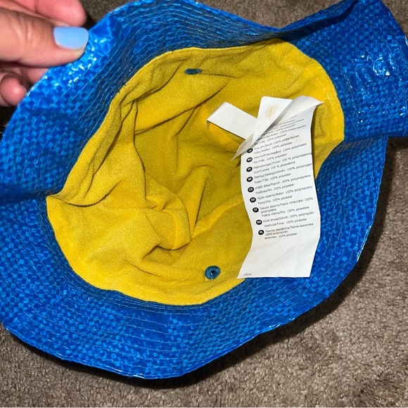 3/$25 🍄 IKEA Bucket Hat Blue with Yellow Lining and Vents OSFA - Picture 3 of 5